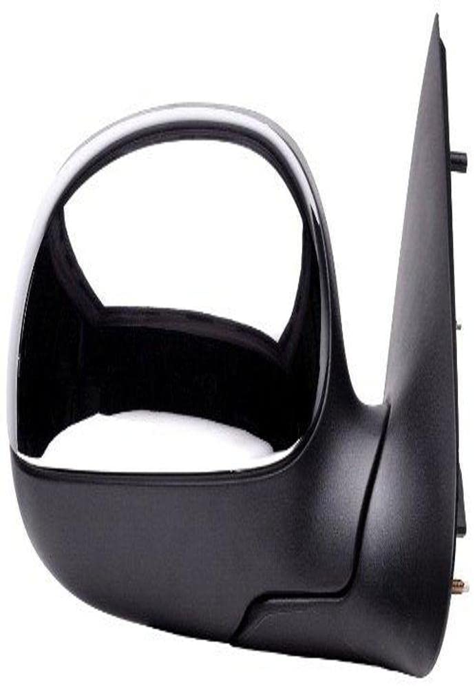Mirror Passenger Side for Ford F150, F250 LD Pick-Up, Black w/Chrome Cover, Foldaway, Manual (Will not fit on Crew Cab Models)