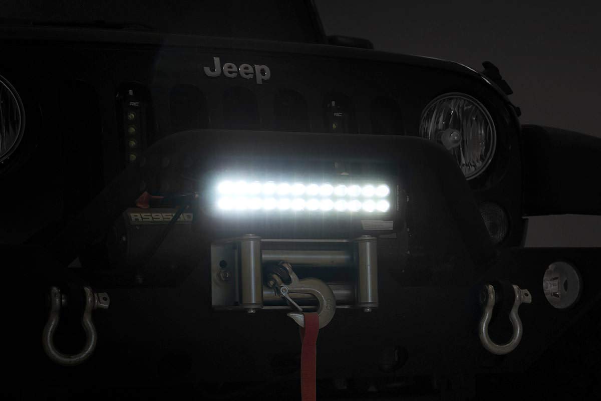 12" Rough Country Dual Row LED Light Bar - 72W, 5,760 Lumens, Combo Spot Flood Beam, Waterproof Off-Road Lighting for UTV, ATV, Jeeps, Truck