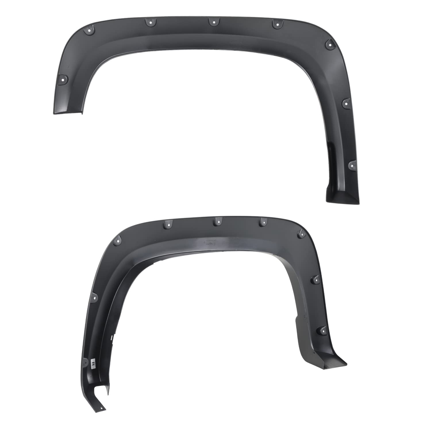 4PC Spec-D Tuning Front + Rear Smooth Black Rivet Bolt-On Pocket Style Fender Flares Compatible with 2020-2024 Chevy Silverado 2500HD 3500HD
