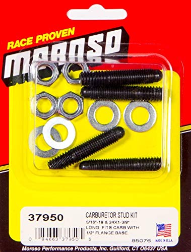 Moroso Carburetor 37950 Stud Kit, 5/16 Coarse and Fine Thread, 1.6" Long