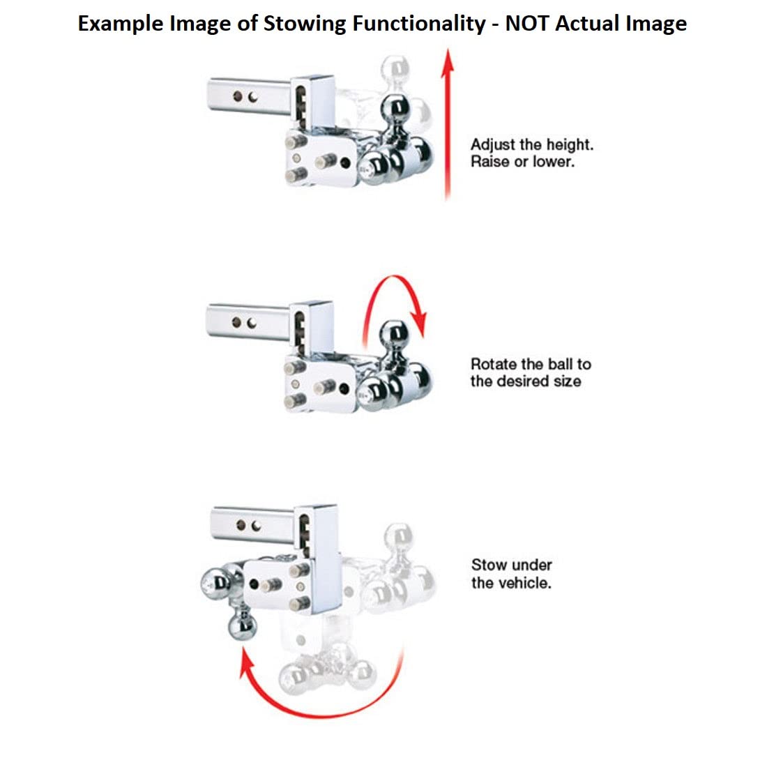 B&W Trailer Hitches Adjustable Chrome Tow & Stow Trailer Hitch Ball Mount - Fits 2" Receiver, Dual Ball (2" x 2-5/16"), 3" Drop, 10,000 GTW - TS10033C