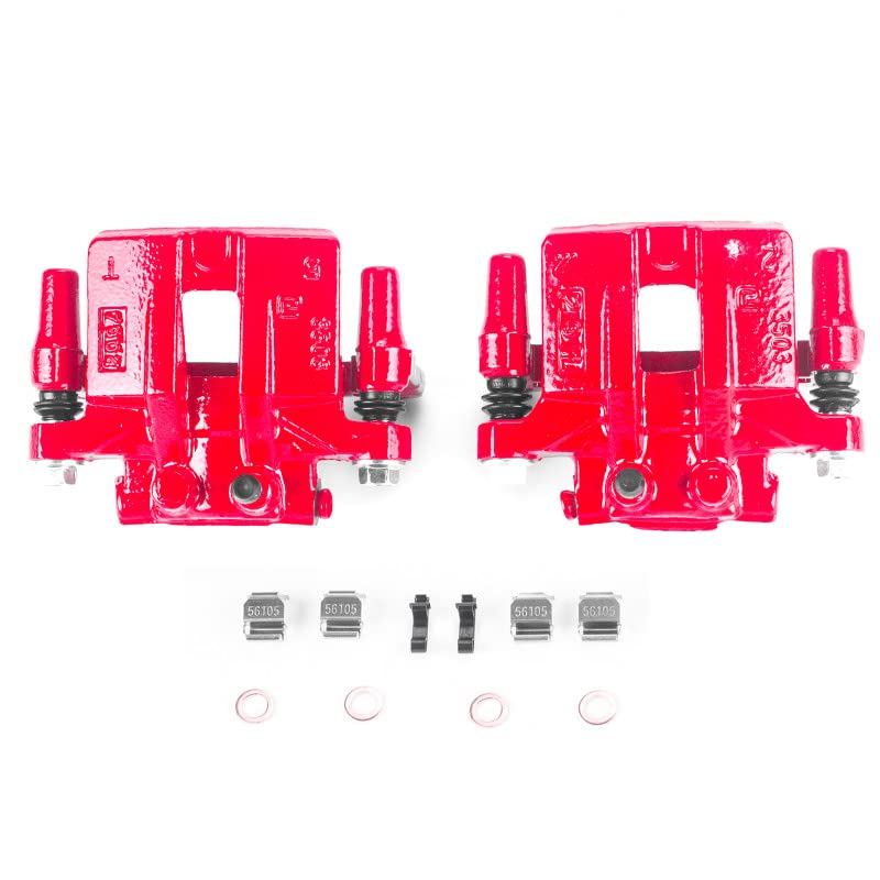 Power Stop S5104 Rear Pair of High-Temp Red Powder Coated Calipers For 200, Sebring, Avenger, Compass, Patriot, Lancer, Outlander, Outlander Sport [Model Specific]