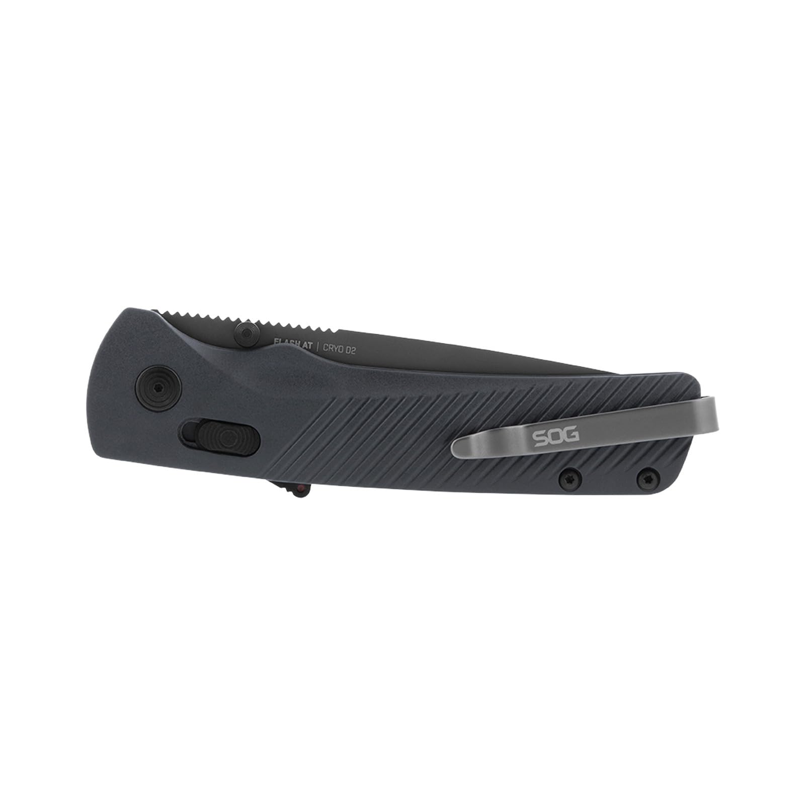 SOG Flash AT Ambidextrous Daily Carry Partially Serrated Pocket Folding Knife | Ergonomic Handle | D2 Steel Blade, Urban Grey
