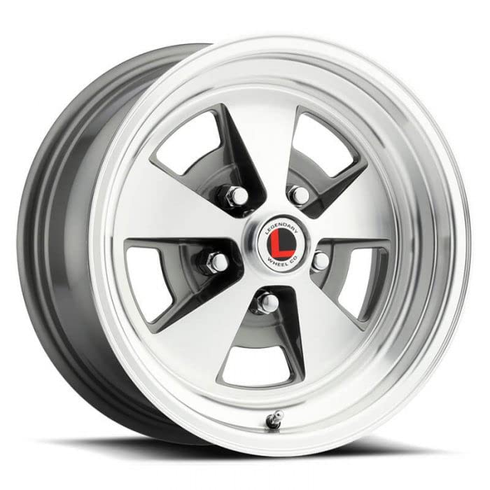Flat Legendary Wheels 5-15 x 7 in. - 5 x 4.5-4.25 bs - Charcoal/Machined