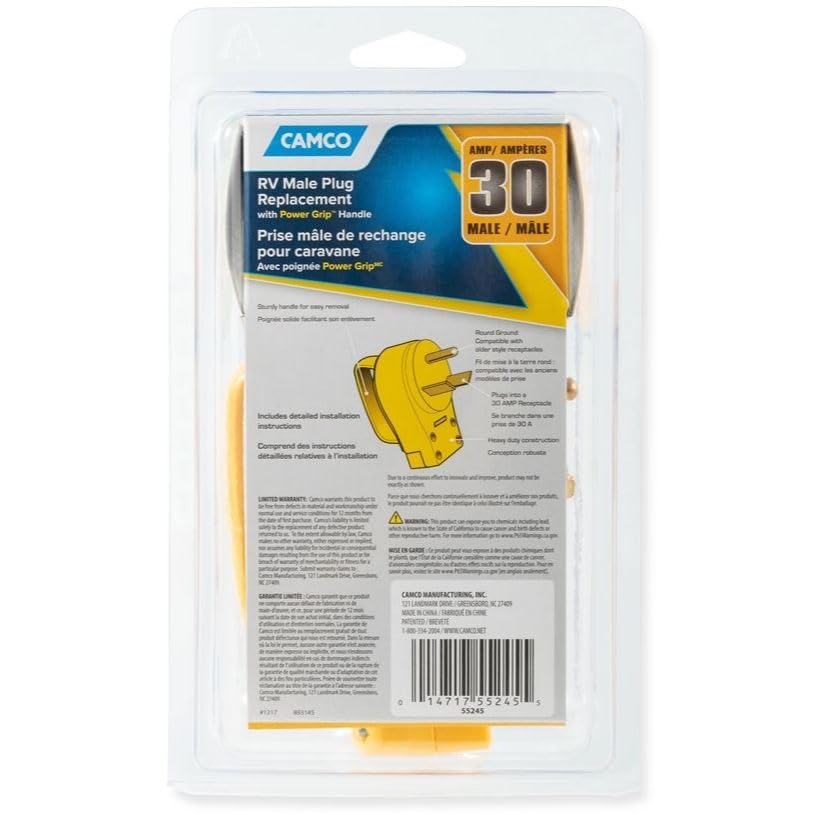 Camco Replacement Power Grip Male Plug 1 pk