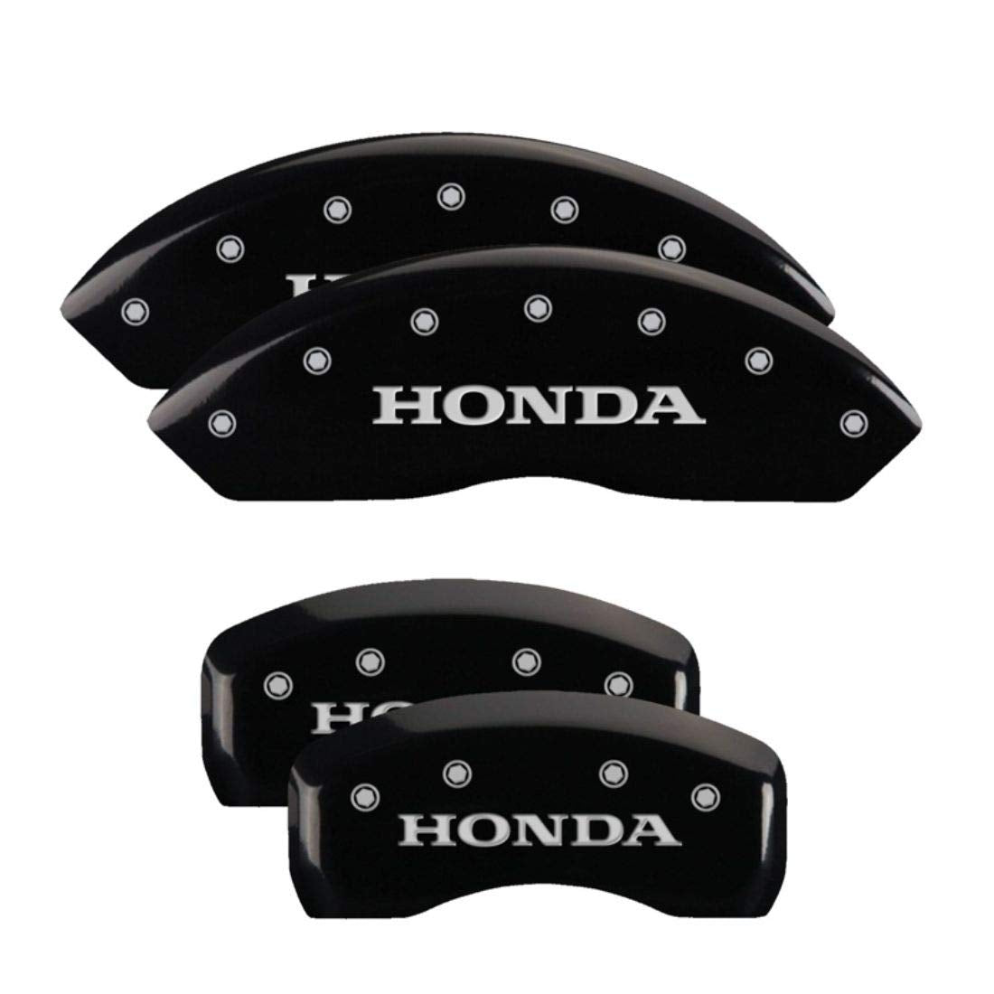 MGP Caliper Covers Black Powder Coat Finish 20199SHONBK Engraved Caliper Cover with Silver Characters, Set of 4 "Honda"