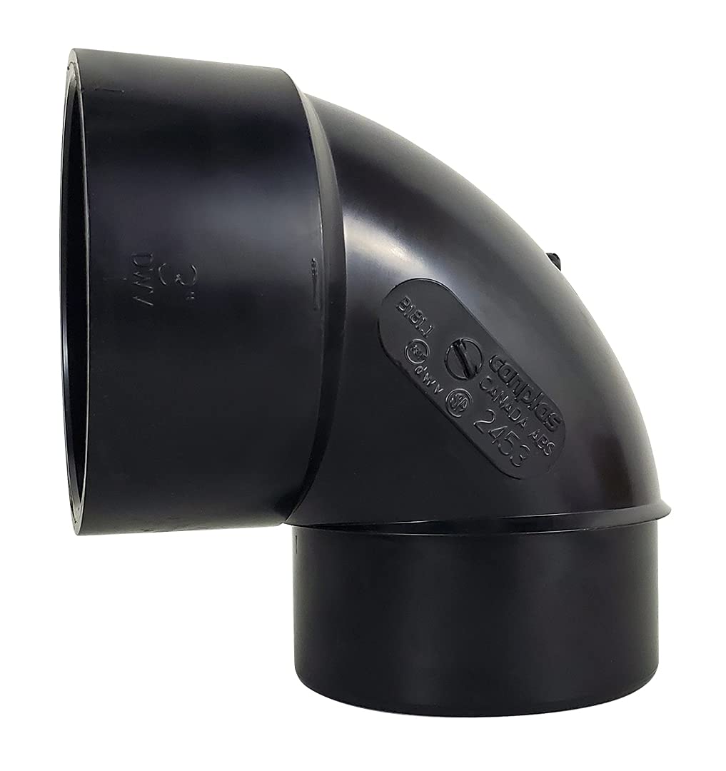 90` Elbow, Short Street, ICON 14842 Fitting, ABS, 3", Spigot-Hub