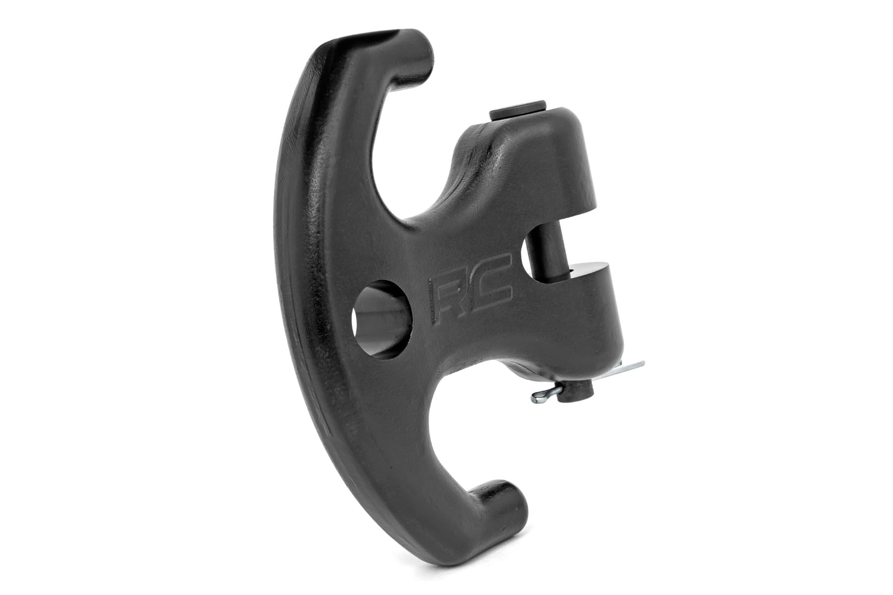 Multi-Function Winch Cleat Rough Country with Rubber Isolator - 12,000 LB Forged Aluminum Recovery Hook for ATV/UTV, Works with Synthetic Rope & Steel Cable, Black
