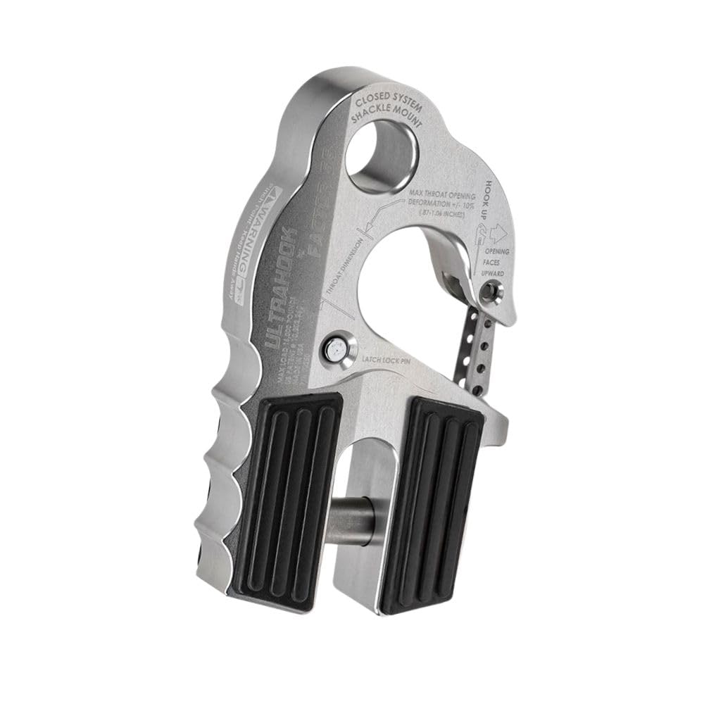 Ultrahook Winch Hook Factor 55 Closed System Shackle Max Load 16,000 lbs ULT Strength Shackle Pin Mount 48,000 lbs Offroad 4x4 Adventure – Silver