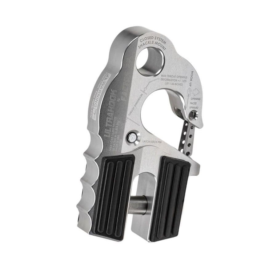 Ultrahook Winch Hook Factor 55 Closed System Shackle Max Load 16,000 lbs ULT Strength Shackle Pin Mount 48,000 lbs Offroad 4x4 Adventure – Silver