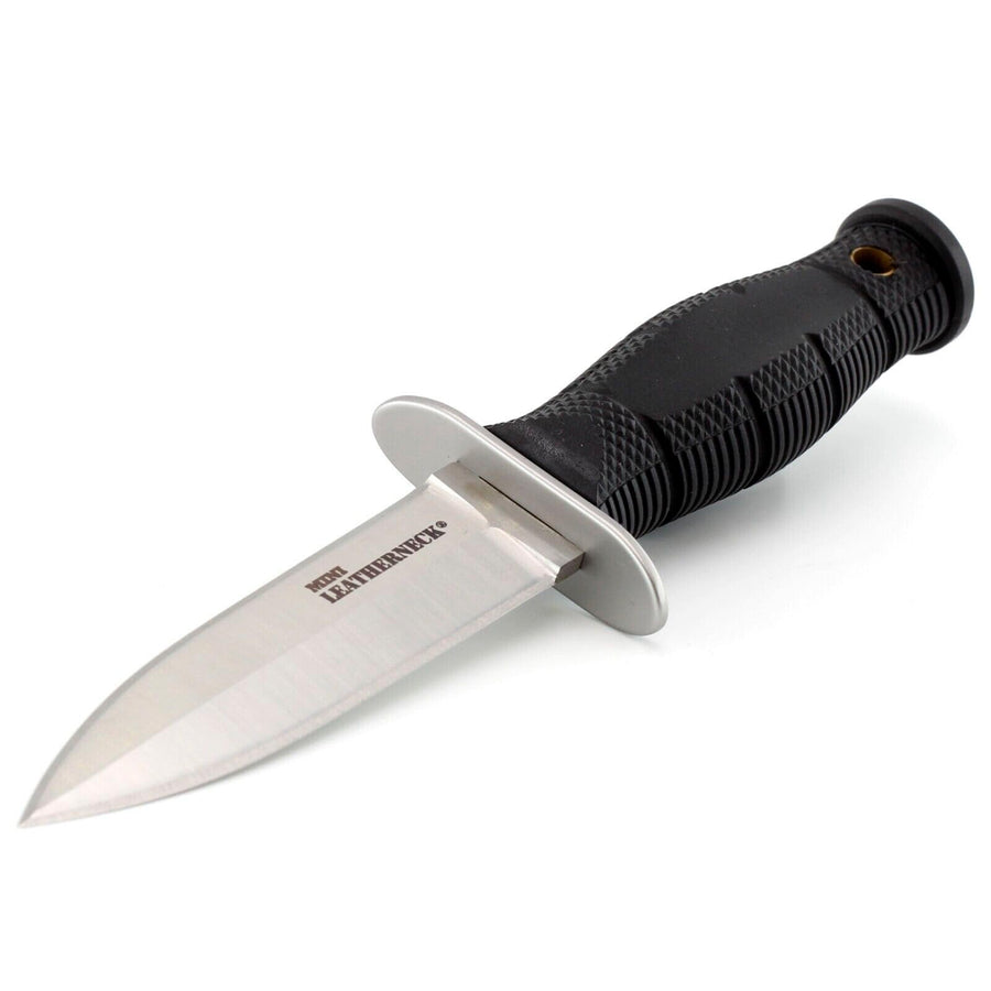 Mini Leatherneck Cold Steel Double Edge Spear Point Compact Lightweight 3.5" 8CR13MOV Steel Fixed Blade Outdoor Hunting Utility Knife, 3.25" Textured Ergonomic Kray-Ex Handle, Secure-Ex Sheath