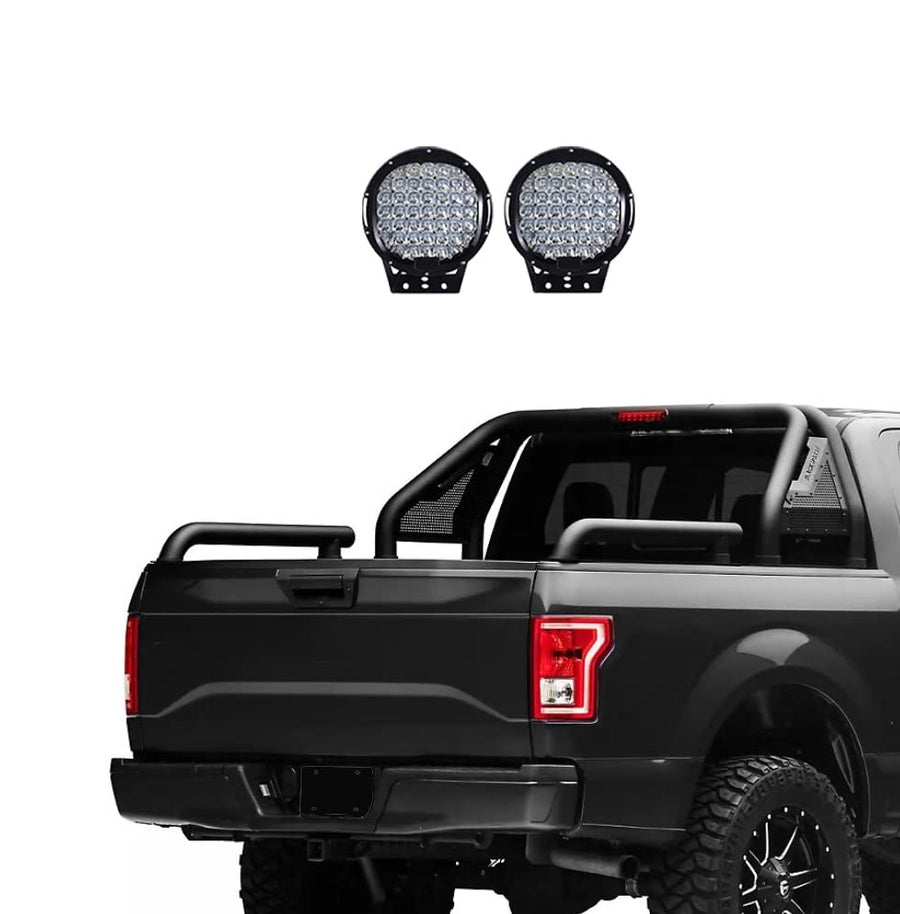 Gladiator Black Horse Roll Bar Incl.Set of 9" Black Round Led Light Modular Black Compatible with 2022-2024 Nissan Frontier-GLRB-22B-PL69B