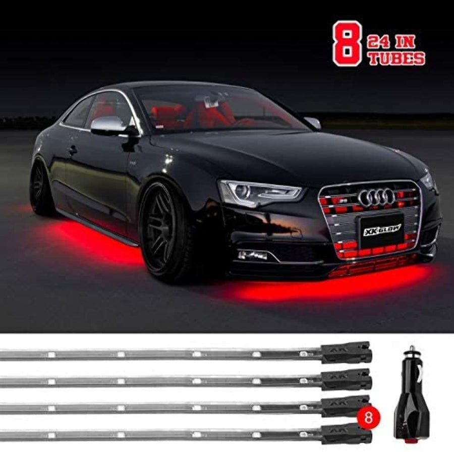 XKGLOW Red XK041002-R - 8x24 Tube Single Color UnderglowLED Accent Light Car/Truck Kit