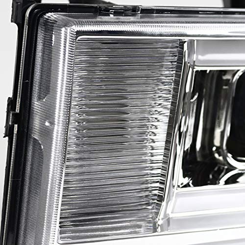 Chrome LED Bar Projector Headlights SPEC-D TUNING Compatible with 2007-2013 GMC Sierra Models 1500 1500HD 2500HD 3500HD, Left + Right Pair Headlamps Assembly