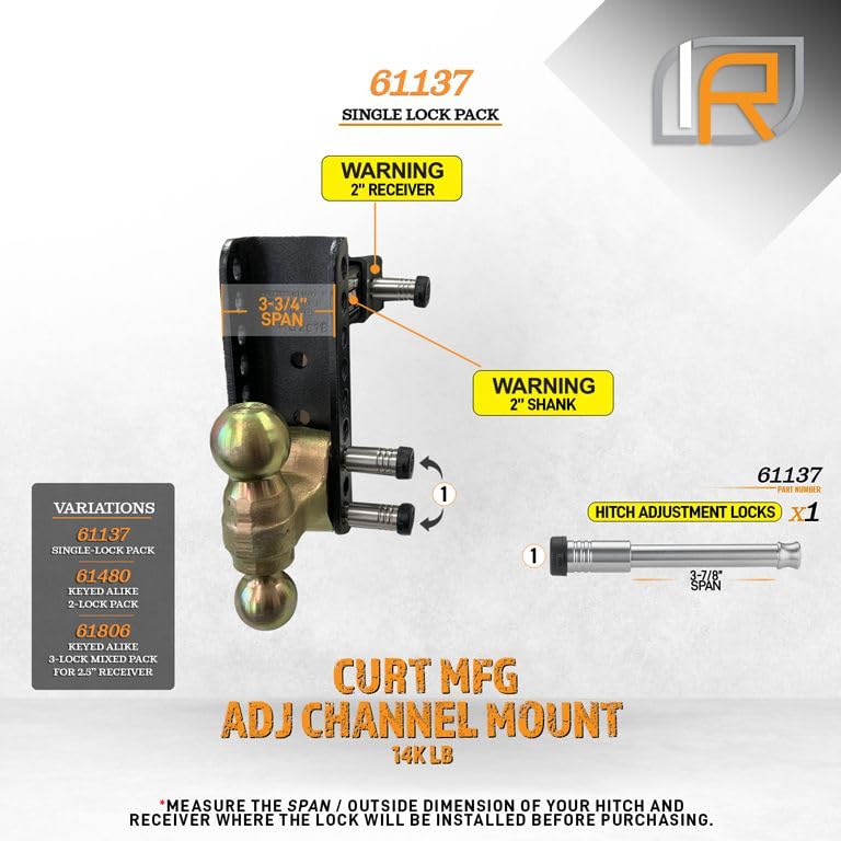 Hitch Lock for CURT 2" 14K LB Adjustable Channel Mount Hitch - Fits Adjustable Ball Mount Only - Does NOT FIT Vehicle Receiver