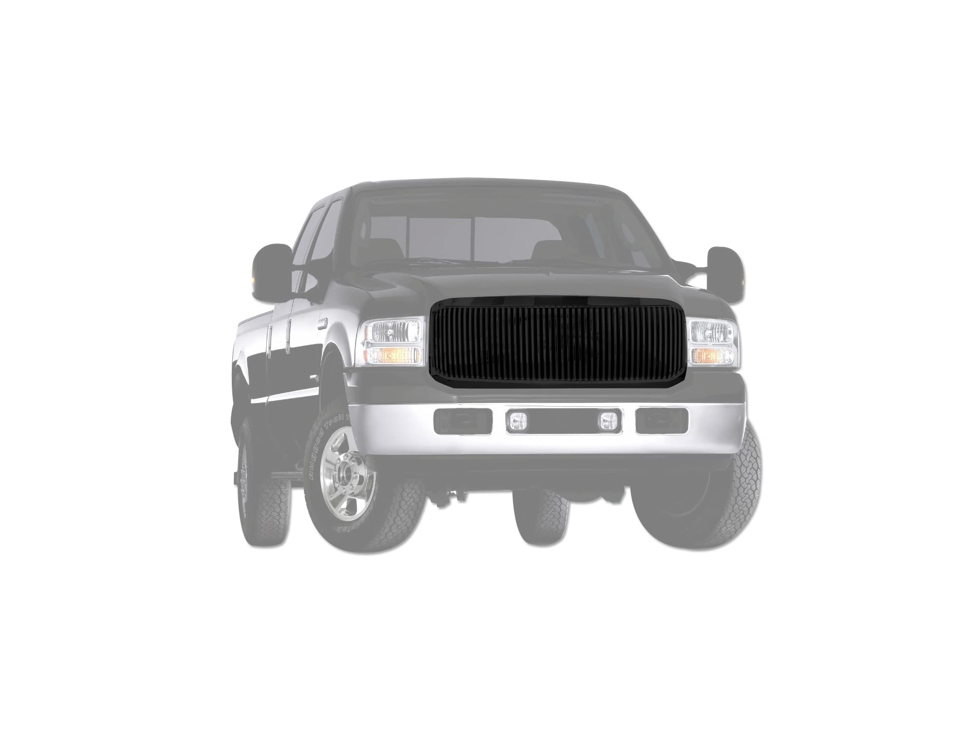 Vertical Front Hood Grille Armordillo USA 7148017 - Gloss Black Fits 2005 Ford Excursion