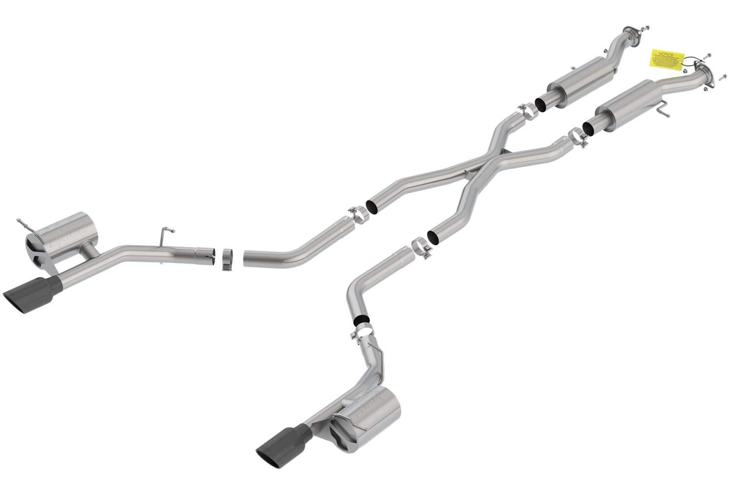 ATAK Cat-Back Exhaust System Borla 140792BC 2.75 in. Pipe 4.5 in. Single Round Rolled Angle Cut Black Chrome Single Split Rear Exit T-304 Stainless Steel