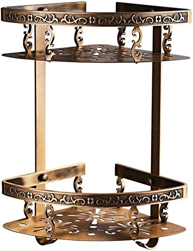 Antique Doubledecker Space Aluminum Triangular Basket Racks, Bathroom Retro Corner Shelf/Storage Rack Bathroom Shelf