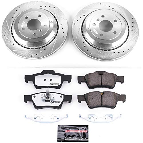 Power Stop K4636-26 Z26 Carbon Fiber Brake Pads with Drilled & Slotted Brake Rotors Kit Rear