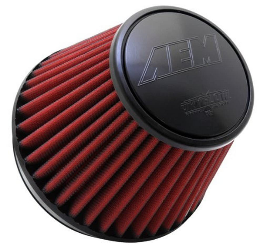 AEM 21-209DK Clamp-On Universal DryFlow Air Filter: Round Tapered; 6 in (152 mm) Flange ID; 5.25 in (133 mm) Height; 7.5 in (191 mm) Base; 4.75 in (121 mm) Top