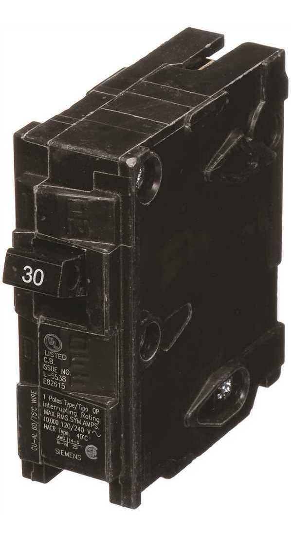 Siemens -HI Q130 Single Pole 30-Amp Type QP Circuit Breaker, Black