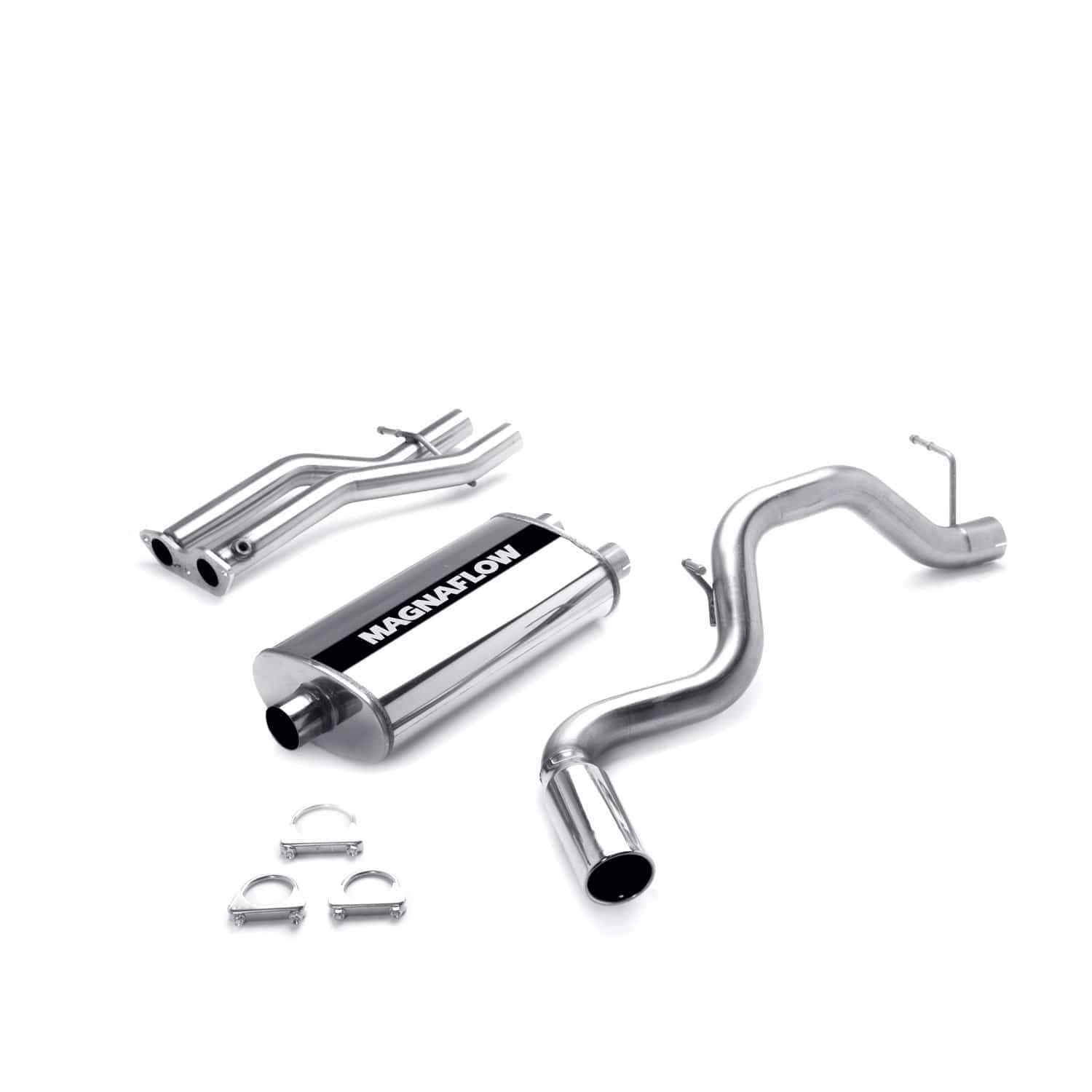 Cat-Back MagnaFlow Performance Exhaust System 15701 - Street Series, Stainless Steel 3in Main Piping, Single Passenger Side Rear Exit, Polished Finish 4in Exhaust Tip - SUV Performance Exhaust Kit