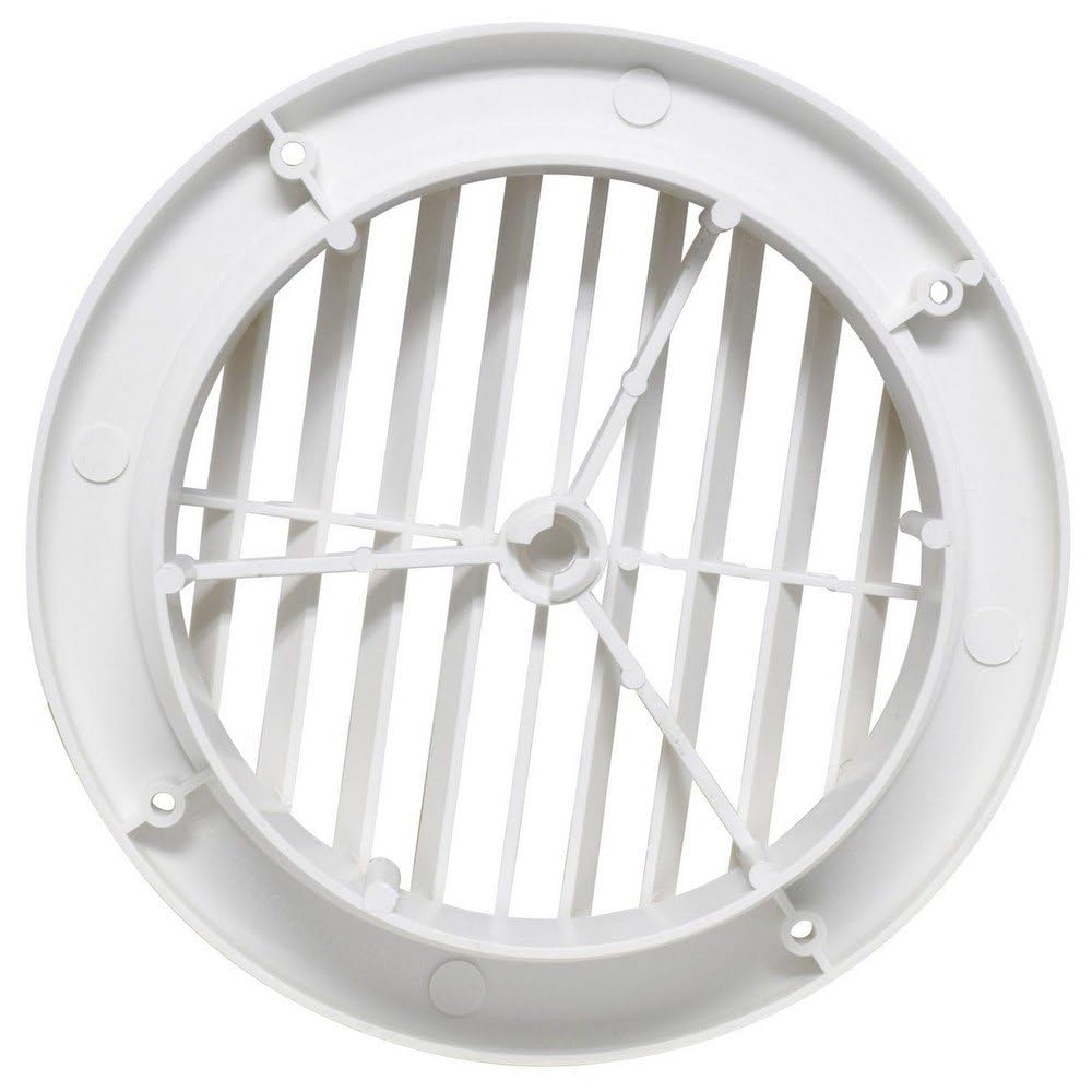Heating and A/C Register Valterra A10-3363VP with 360° Rotation (No Damper) - 5-1/4" ID x 7" OD, White