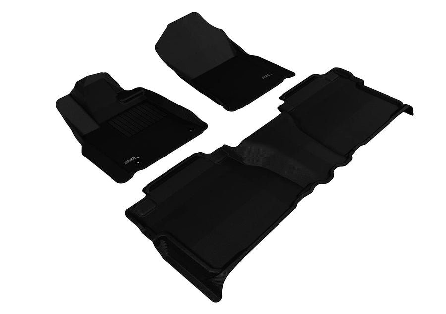 All-Weather Floor Mats 3D MAXpider for Toyota Tundra 2007-2011 Double Cab Custom Fit Car Floor Liners, Kagu Series (1st & 2nd Row, Black)