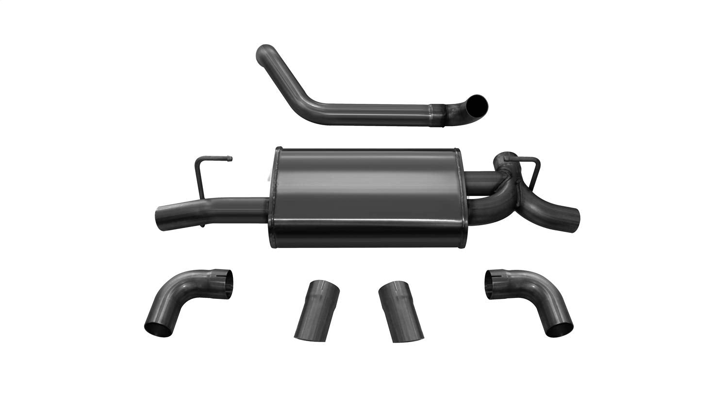 Sport Axle-Back Exhaust System Corsa Performance 21013BLK Dual Rear Exit 2.5 in. Dia. Incl. Black Muffler Assy/Front Pipe/Hardware/Dual 3.5 in. Turn-Out Black Tips