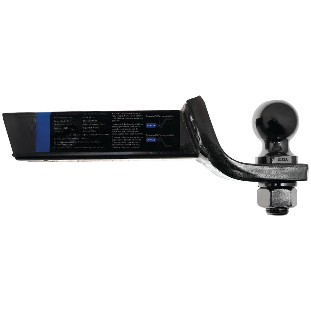 Trailer Hitch Ball Mount Starter Kit Reese 21610, Fits 2 Inch Square Receiver, 2 Inch Drop, 7,500 lbs. Capacity, Includes 2 Inch Trailer Ball, Black Nickel