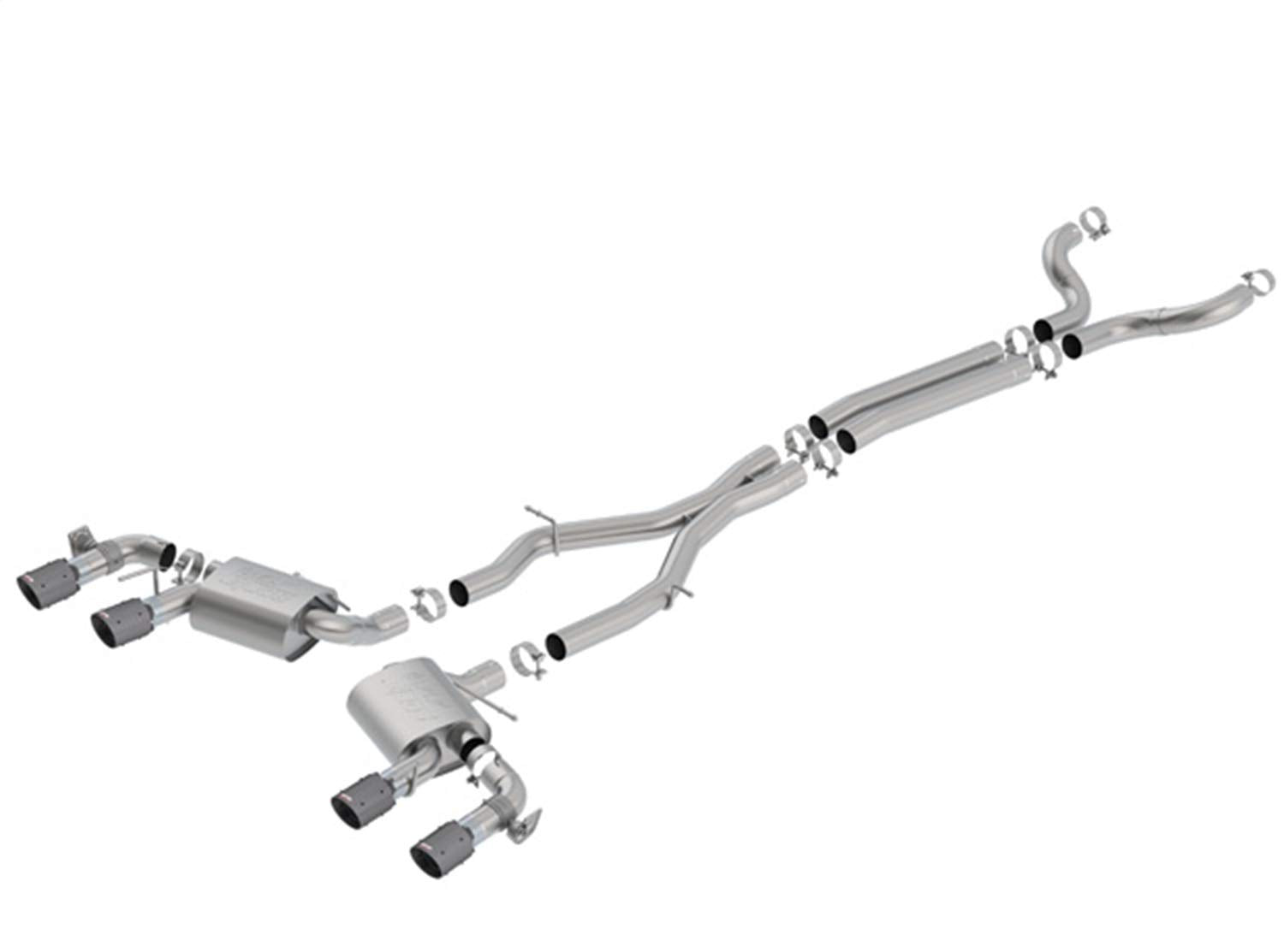 Cat-Back System BORLA 140727CFBA for 2017-2023 Chevrolet Camaro ZL1 6.2L V8 Auto./ Man. Trans. With NPP (dual mode exhaust). NOT Recommended For Convertibles. Installation REQUIRES Cutting O.E. System