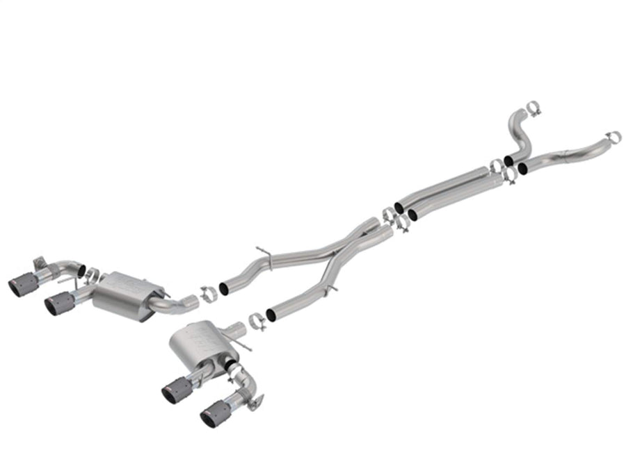 Cat-Back System BORLA 140727CFBA for 2017-2023 Chevrolet Camaro ZL1 6.2L V8 Auto./ Man. Trans. With NPP (dual mode exhaust). NOT Recommended For Convertibles. Installation REQUIRES Cutting O.E. System