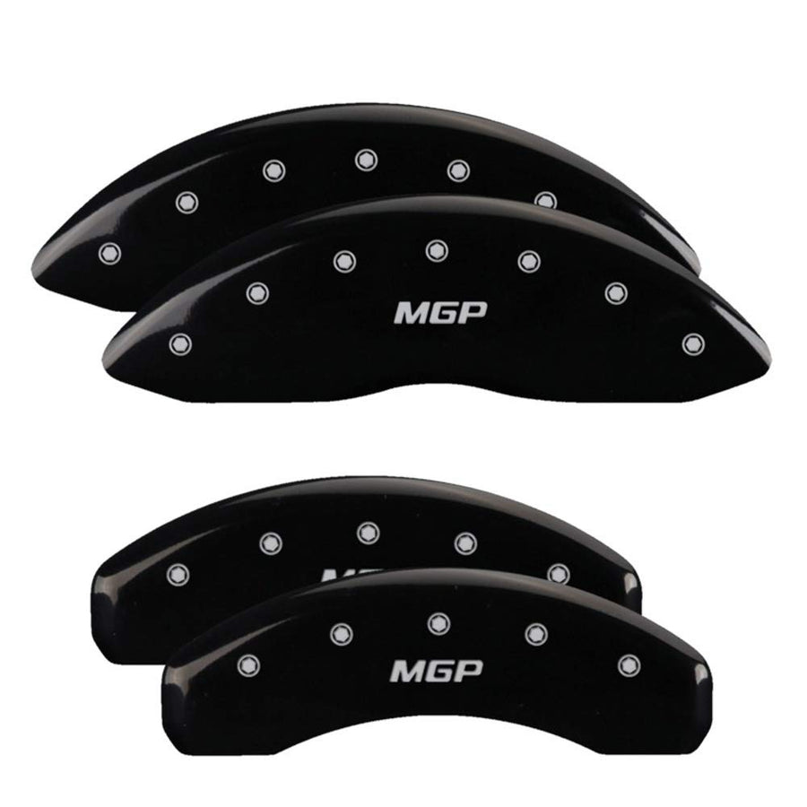 MGP 55005SMGPBK Caliper Covers Black Powder Coat Finish, Silver Characters, Set of 4