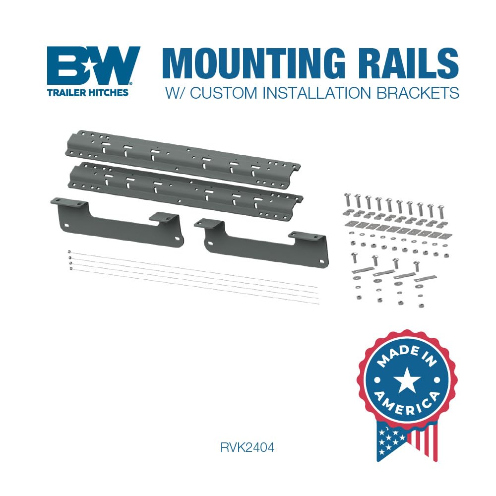Fifth Wheel Hitch B&W Trailer Hitches Universal Mounting Rails with Custom Installation Brackets - RVK2404
