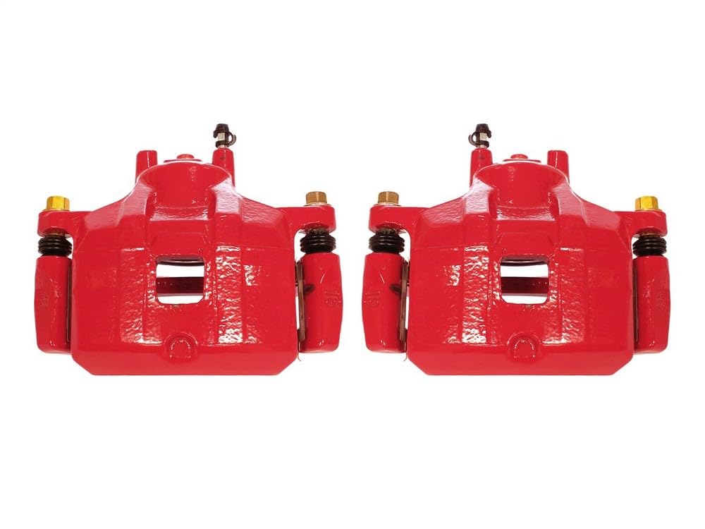 Power Stop S5032C Front Pair of High-Temp Red Powder Coated Calipers For Mitsubishi Lancer 2008-2017 [Model Specific]