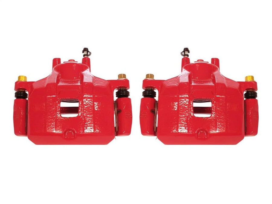 Power Stop S5032C Front Pair of High-Temp Red Powder Coated Calipers For Mitsubishi Lancer 2008-2017 [Model Specific]