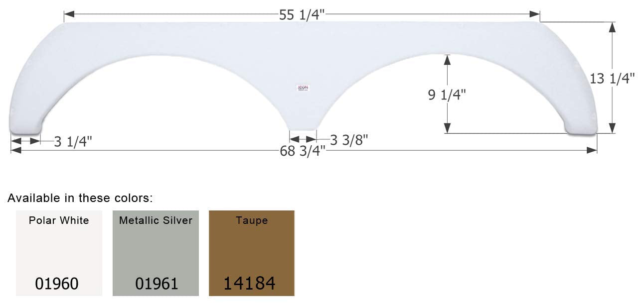 Tandem Axle Fender Skirt ICON FS1960 for Thor - Polar White