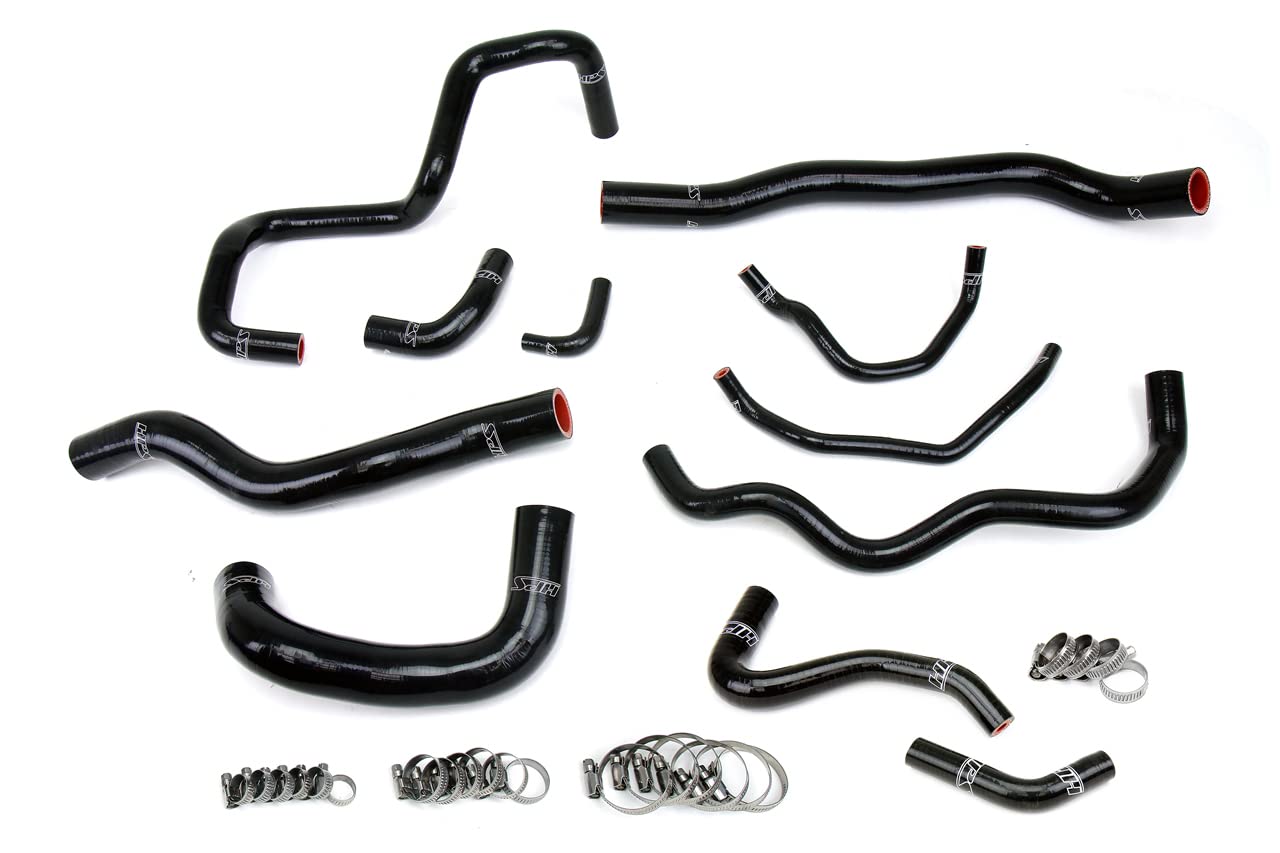 HPS Performance Silicone Black Radiator Oil Cooler Ancillary Hose Kit Compatible for 2006-2007 Mazda Mazdaspeed 6 2.3L Turbo, 57-1876-BLK