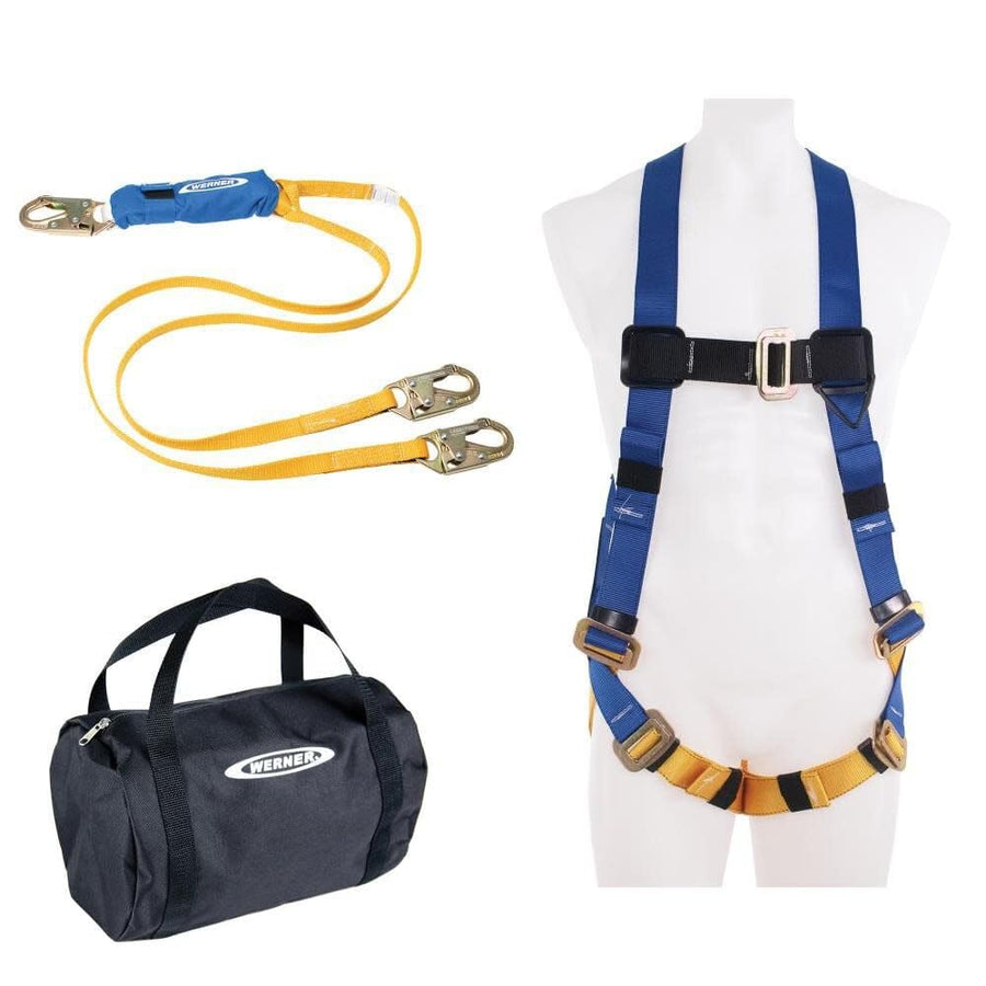 Aerial Kit Werner With Basewear Std Harness 6Ft Decoil Dual Leg Lanyard