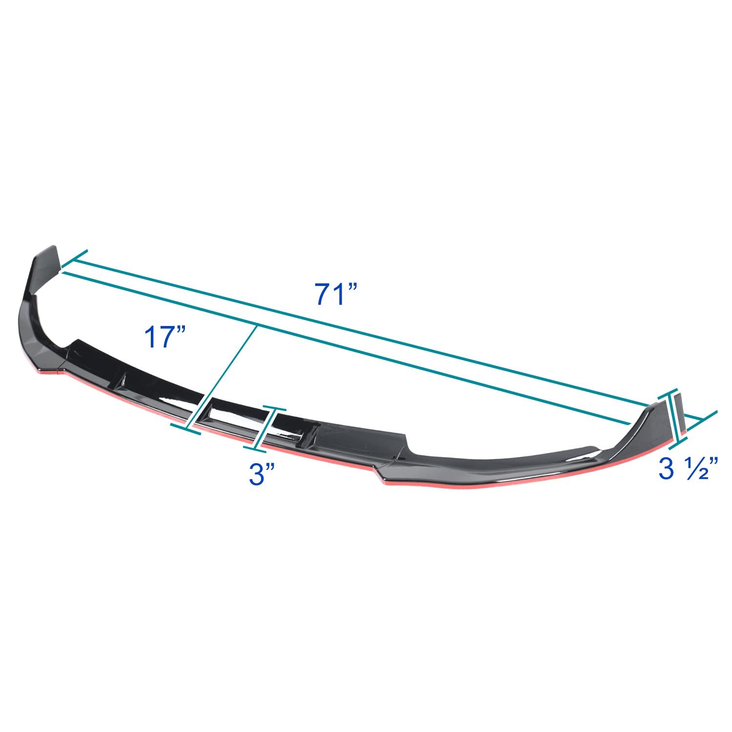 Glossy Black Spec-D Tuning Red Trim Front Bumper Lip Spoiler 3PC Compatible with 2019-2021 Mercedes Benz W205