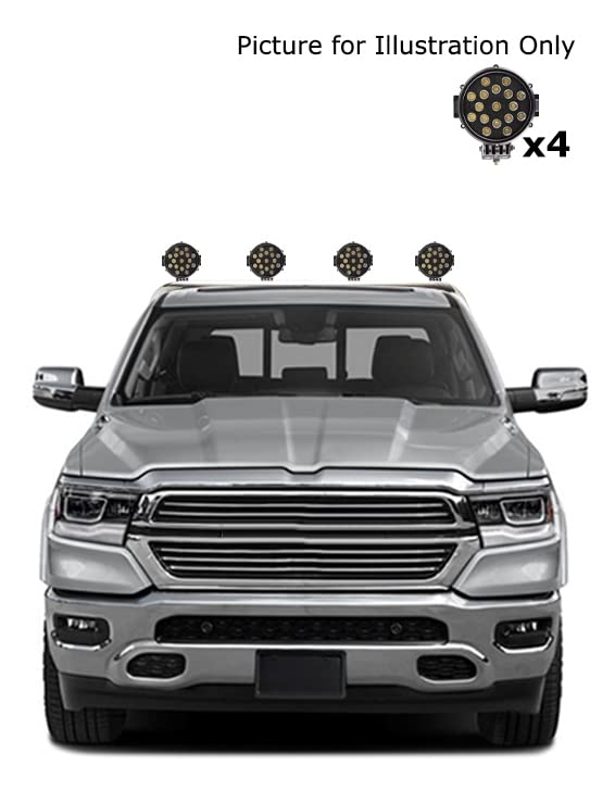 Classic Black Horse Roll Bar w/.Pair of 7.0" Dia.Led Light,Stainless Steel Compatible with 17-24 Titan|00-24 Ram 2500/3500|01-24 Silverado 2500/3500 HD|00-24 F-150|01-24 Sierra 1500/2500|07-24 Tundra