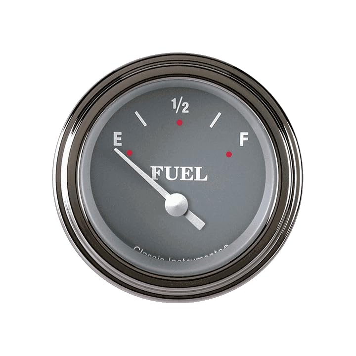 Silver Gray Classic Instruments 2-1/8" Fuel Gauge SG14SLC 0-30 Ohm