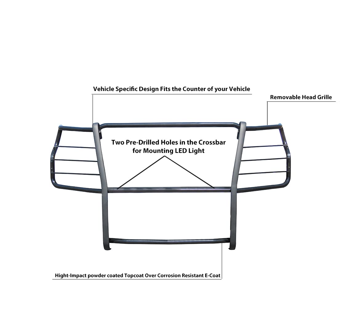 Off Road Black Horse Grille Guard Modular Black Compatible with 2020-2023 Chevrolet Silverado 3500 HD|2020-2023 Chevrolet Silverado 2500 HD-17GT30MA