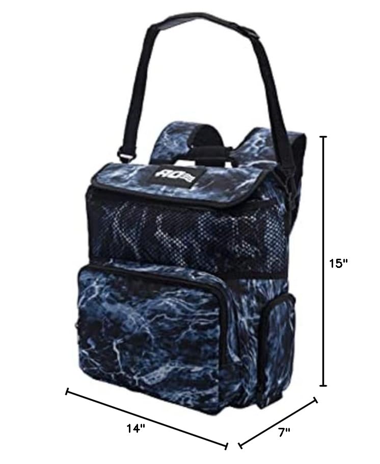 AO Coolers 18 Pack Elements Cooler, Blue Camo, Bluefin, Backpack,AOELBFBP