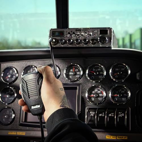 RoadKing RKCBFM CB Radio Dual-Mode AM/FM for Truckers Full 40 Channels Pro Emergency Channel with Noise-Cancelling Mic Large Display - Silver