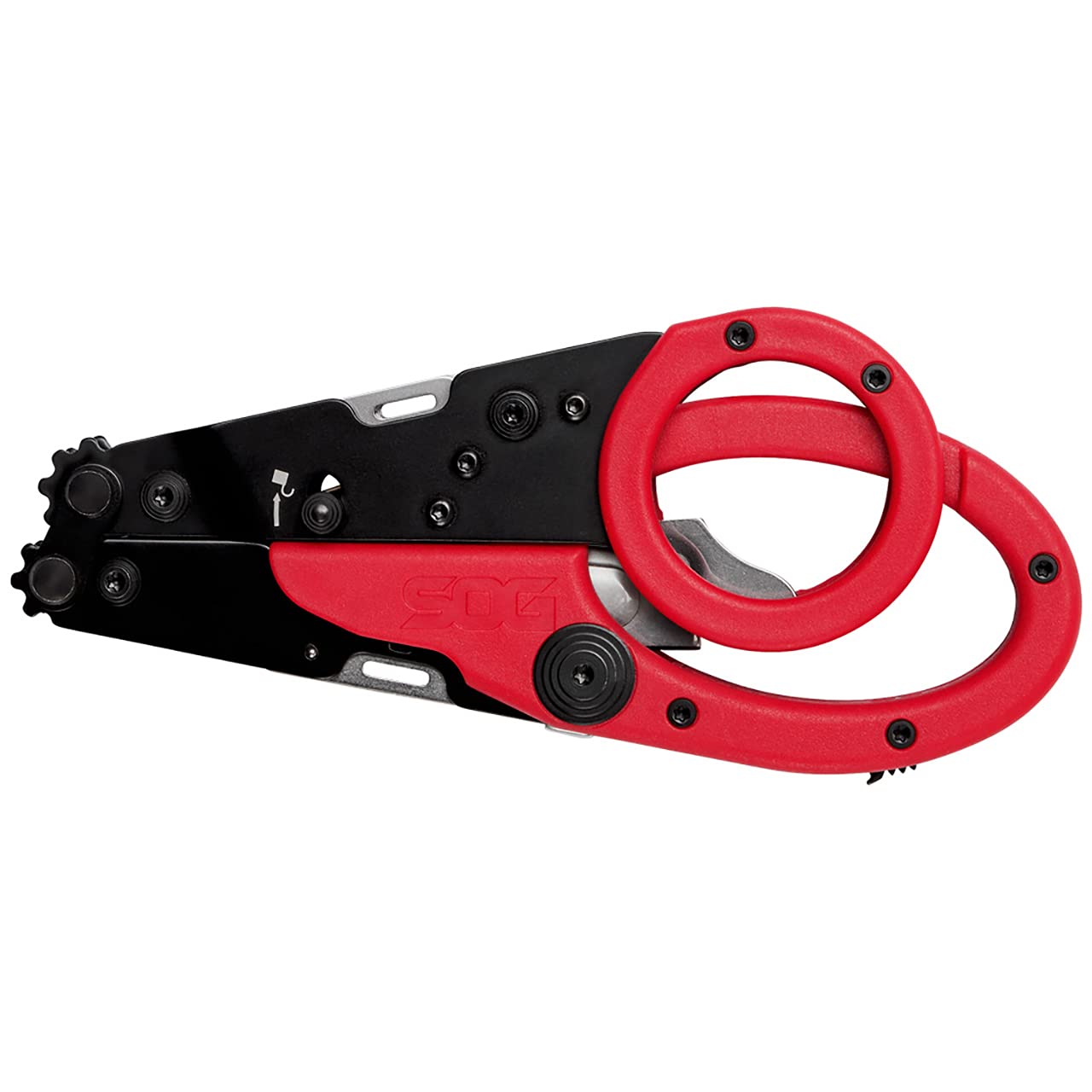SOG ParaShears Stainless Steel Lightweight Multi-Tool, 11 Tools Compound Leverage Technology, Red