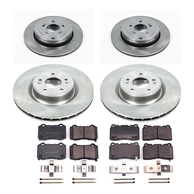 Power Stop Autospecialty KOE6167 Front and Rear Replacement Brake Kit-OE Brake Rotors & Ceramic Brake Pads For Hyundai Genesis Coupe 2010-2016 [Model Specific]