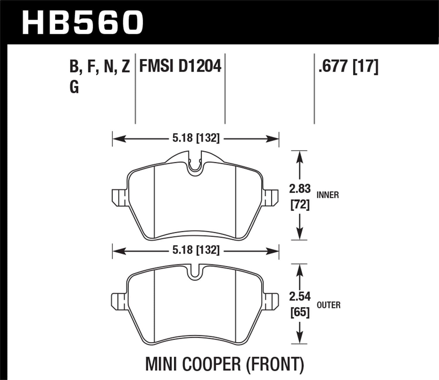 Hawk Performance HPS Performance Street Brake Pads HB560F.677