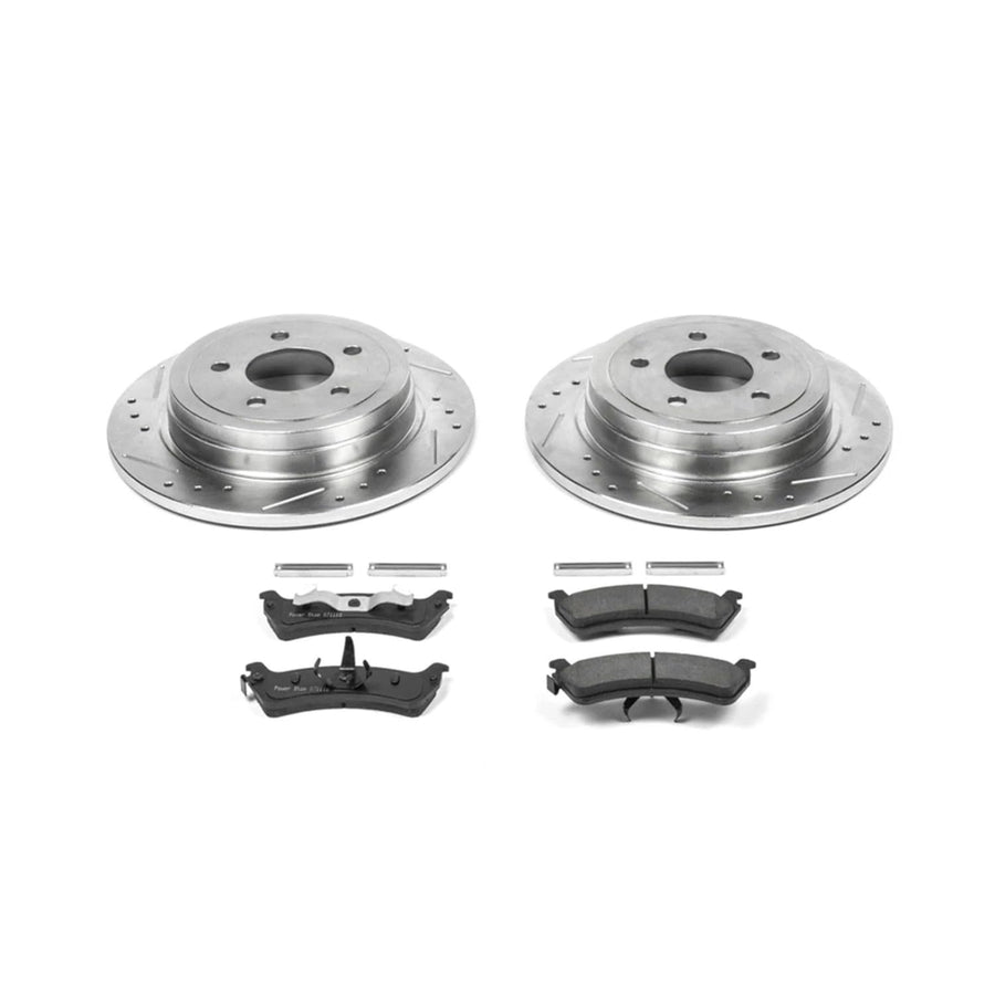 Power Stop K5570 Rear Brake Pads Z23 Carbon Fiber with Drilled & Slotted Brake Rotors Kit For Ford Explorer Sport 2003, Ford Explorer Sport Trac 2003-2005 [Model Specific]