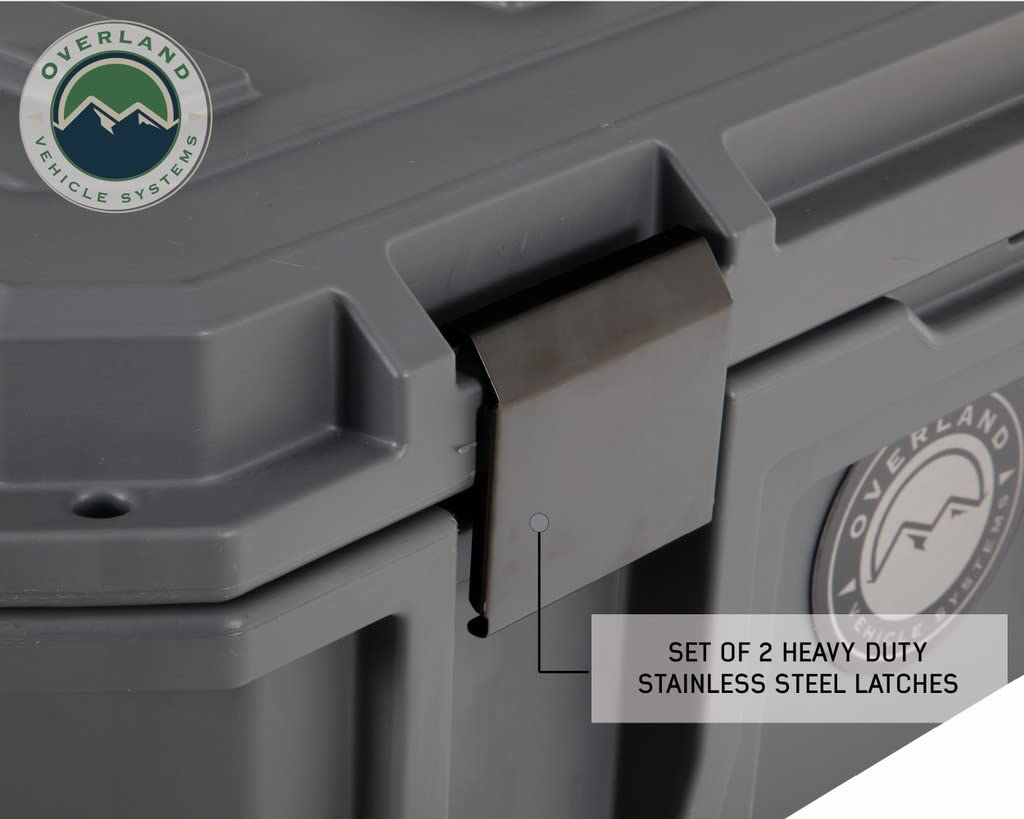 D.B.S. Overland Vehicle Systems 95 QT Dry Box Storage with Drain and Bottle Opener | Dark Grey | Waterproof Sealing | Heavy Duty Latches | 40100011